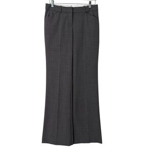 Theory Wool Wide Leg Clean Front Trouser Pants Charcoal Grey 4 Office Classic